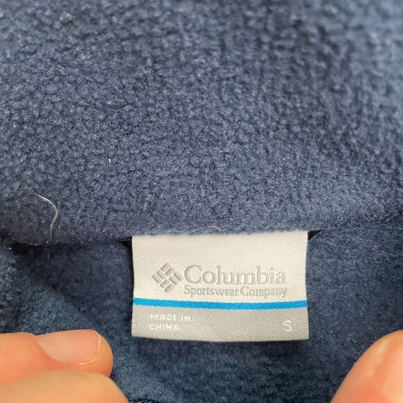 Columbia Steens Mountain Fleece Vest Mens Small Blue Black Full Zip Outdoor Hike - Picture 5 of 11